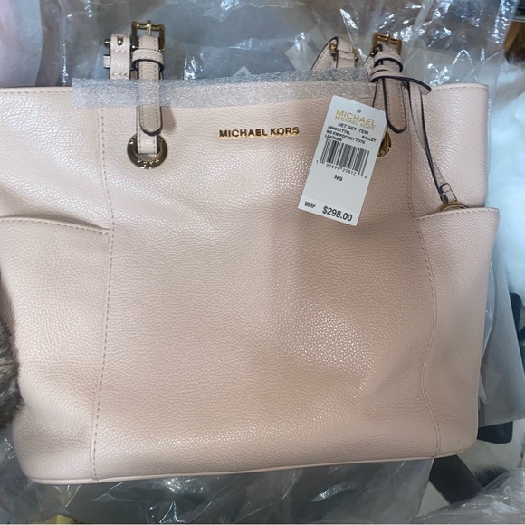 MICHAEL KORS East West Medium Jet Set Pocket Tote Handbag Ballet Pink ~ Satchel - Picture 9 of 10